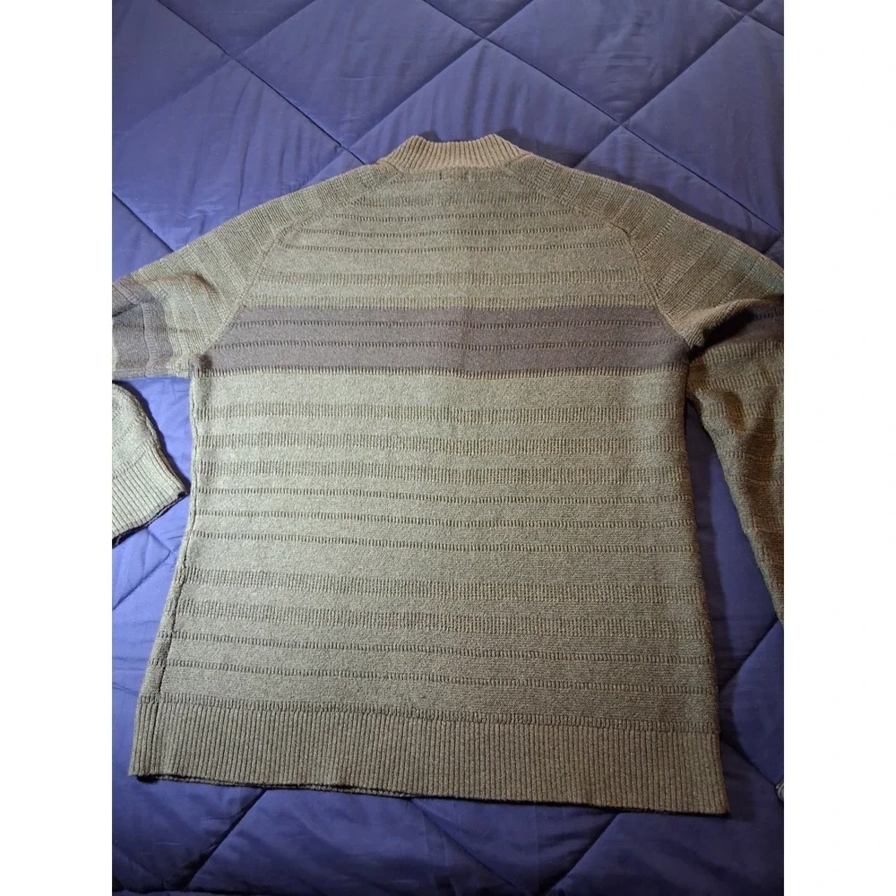 Smartwool Ripple Ridge Mens XL Wool Blend Quarter Zip Pullover Sweater Stripe